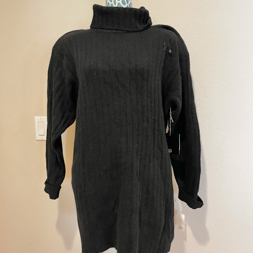 Valerie Stevens Vintage Black Lambswool and Angora Turtle Neck Sweater